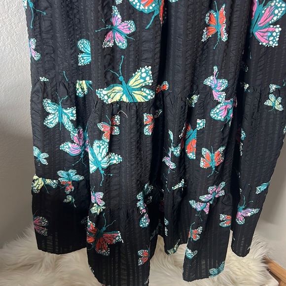 CRISTINA MARTINEZ PRINT TIERED SUNDRESS IN BLACK BUTTERFLY BEAUTY SIZE 3X - Picture 7 of 10